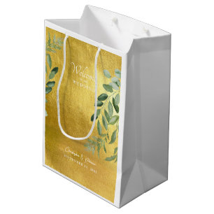 Sac Cadeau Moyen Gold Wedding Favoriser Welcome Foliage