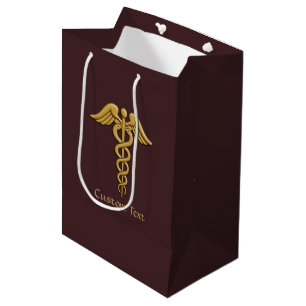 Sac Cadeau Moyen Golden Double Snake Caduceus
