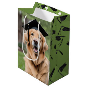 Sac Cadeau Moyen Golden Retriever portant une casquette de graduati