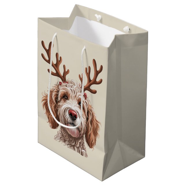 Sac Cadeau Moyen Goldendoodle Christmas Amateur Chien Maman Cadeau (Devant Angle)