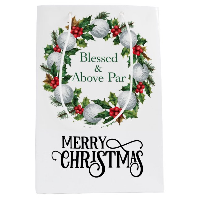 Sac Cadeau Moyen Golf Christmas themed with Wreath  (Devant)