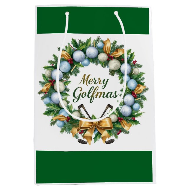 Sac Cadeau Moyen Golf Christmas themed with Wreath  (Devant)
