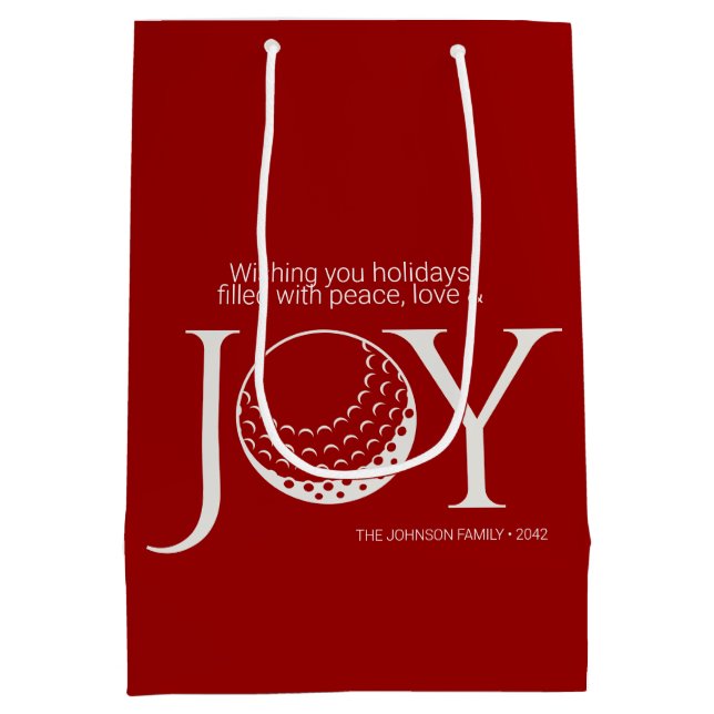 Sac Cadeau Moyen Golf Joy & Peace Christmas (Dos)