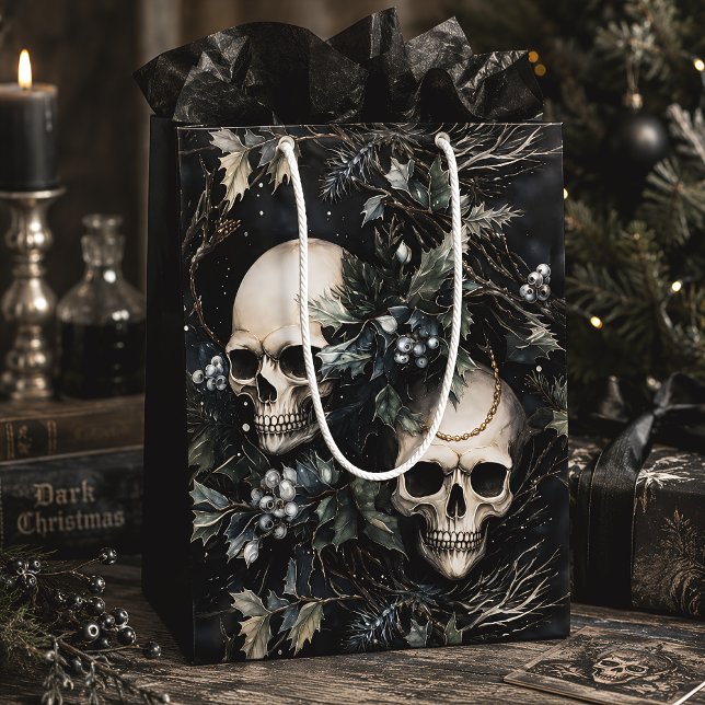 Sac Cadeau Moyen Gothic Christmas Crânes Creepmas (Créateur téléchargé)