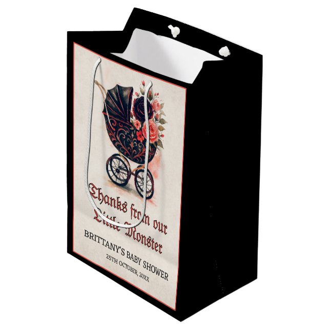 Sac Cadeau Moyen Gothic Stroller Halloween Baby Shower  (Devant Angle)