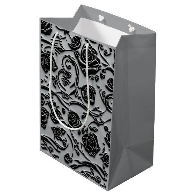 Sac Cadeau Moyen Gothique Graveyard Rose noir Motif (Dos Angle)