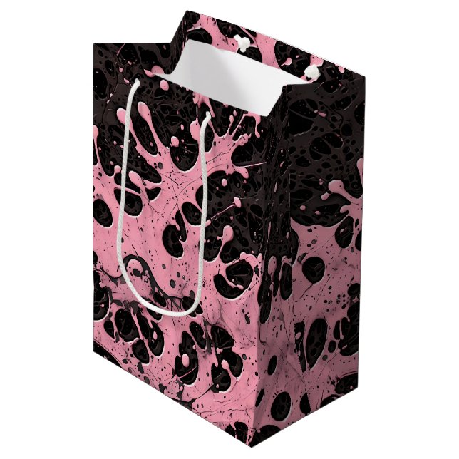 Sac Cadeau Moyen Gothique Grunge Pink Paint Splash (Devant Angle)