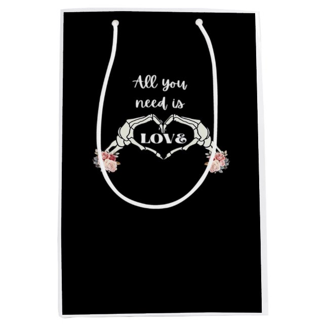 Sac Cadeau Moyen Gothique Valentines Classique - Squelette Mains Co (Devant)