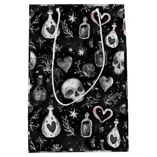 Sac Cadeau Moyen Gothique Witchcraft Love Potion Coeurs crâne