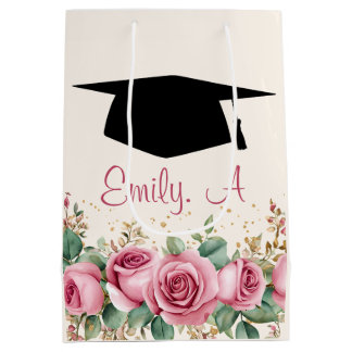 Sac Cadeau Moyen Graduation personnalisée Design floral
