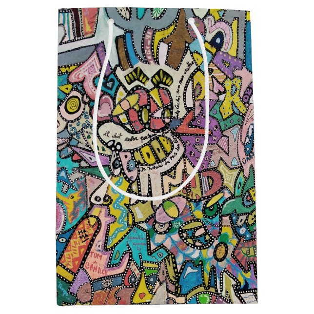 Sac Cadeau Moyen Graffiti coloré, (Devant)