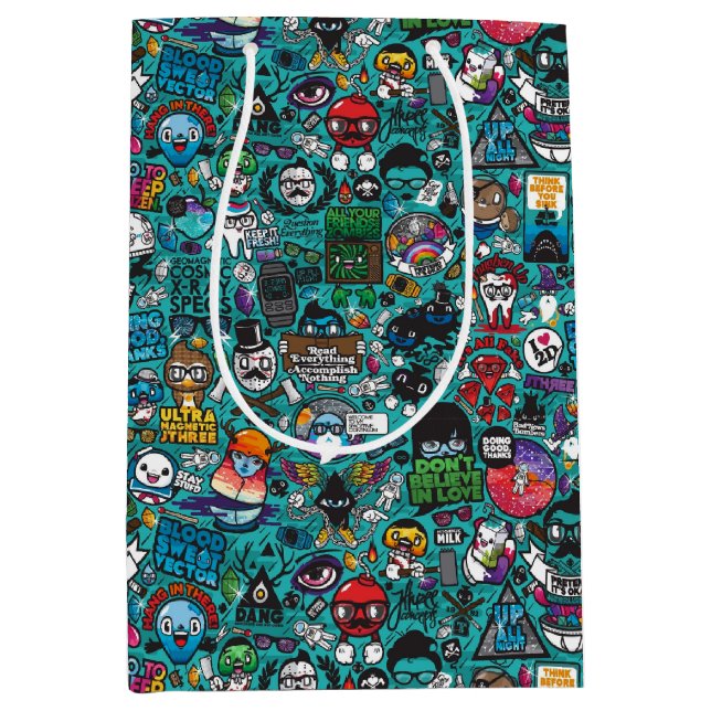 Sac Cadeau Moyen Graffiti coloré, (Devant)