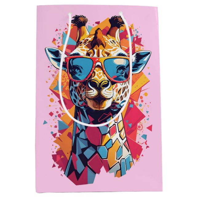 Sac Cadeau Moyen Graffiti Style Giraffe Portrait-58567 (Devant)
