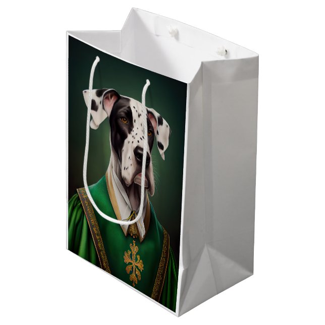 Sac Cadeau Moyen Grand chien Danse en tenue de la Saint Patrick (Devant Angle)
