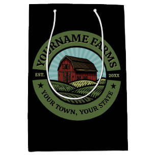 Sac Cadeau Moyen Grange Vintage AJOUTER NOM Ferme de campagne Cultu