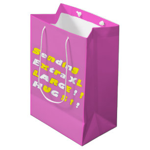 Sac Cadeau Moyen Graphiques blancs rose jaune extra-large