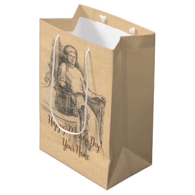 Sac Cadeau Moyen Graphiques crayon de dame sur l'artisanat (Devant Angle)