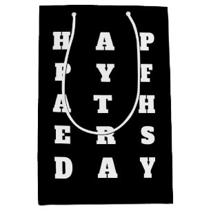Sac Cadeau Moyen Gras Noir Blanc Typographie Bonne Fête des pères
