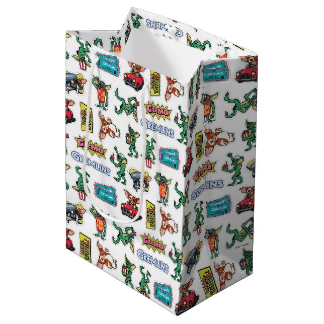 Sac Cadeau Moyen Gremlins™ Sticker Fun Pattern (Devant Angle)