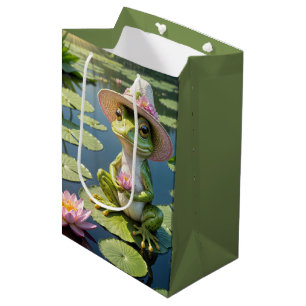 Sac Cadeau Moyen Grenouille D'Anniversaire Sur Lily Pad