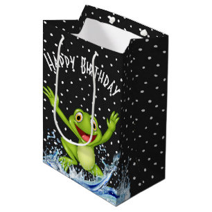 Sac Cadeau Moyen Grenouille Saut Sur Pois