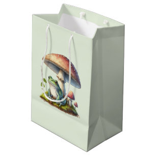 Sac Cadeau Moyen Grenouille sous un champignon Mignon Nature