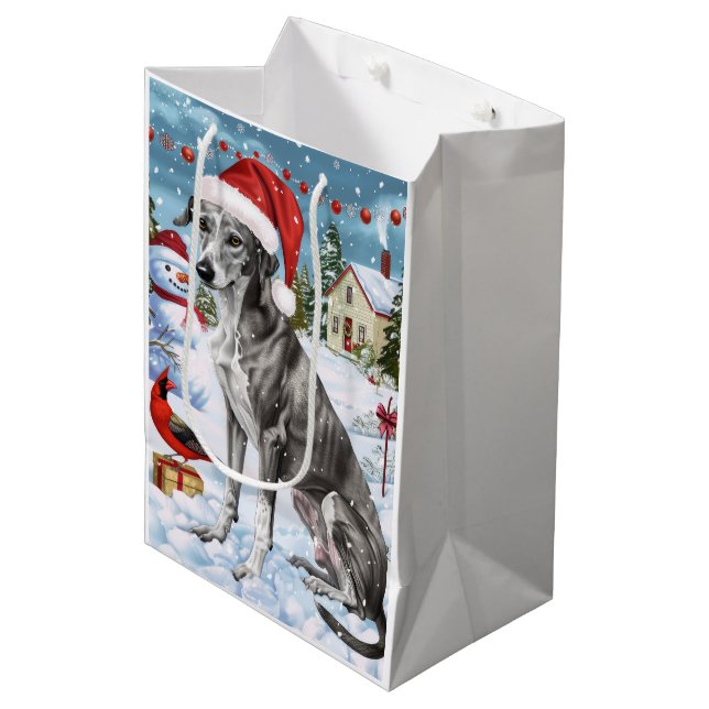 Sac Cadeau Moyen Greyhound Winter Wonderland Christmas Joie (Devant Angle)