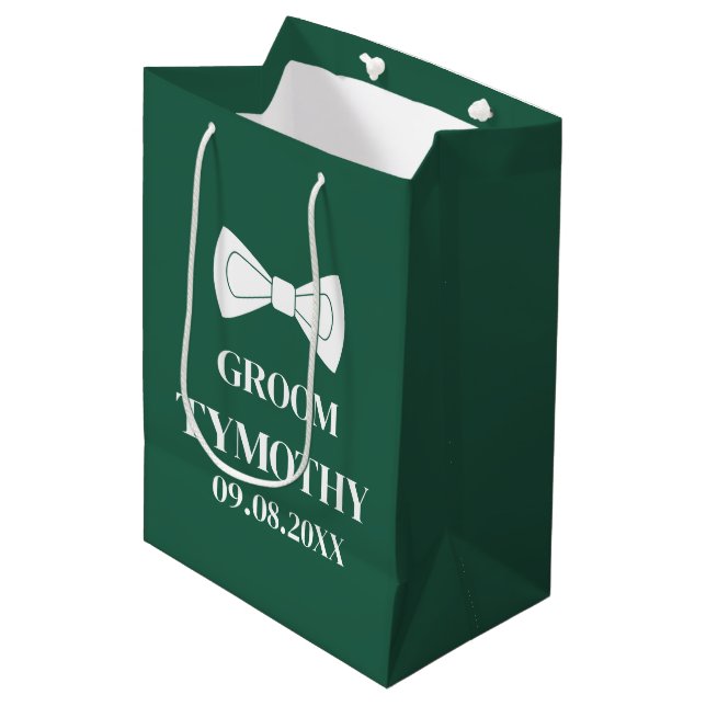 Sac Cadeau Moyen Groom Emerald Green Élégant Cadeaux modernes Maria (Devant Angle)