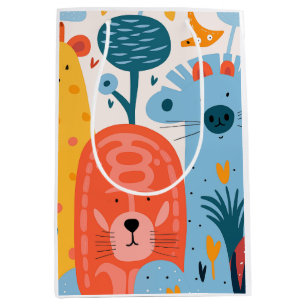 Sac Cadeau Moyen Groupe d'animaux imaginaires colorés