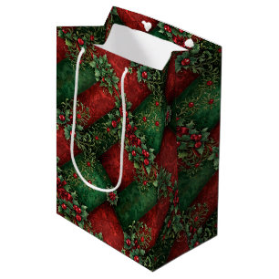 Sac Cadeau Moyen Grunge Christmas Holly