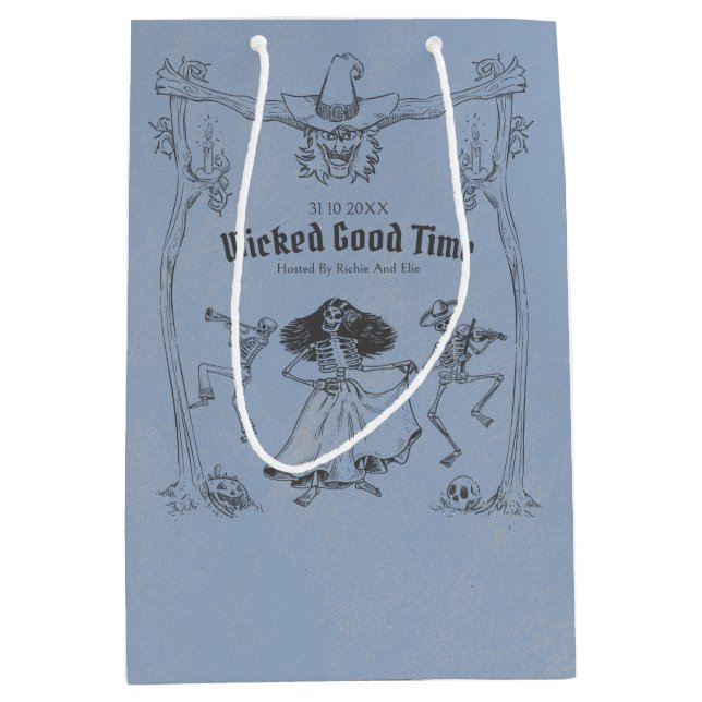 Sac Cadeau Moyen Grunge Retro Black Halloween Party (Devant)