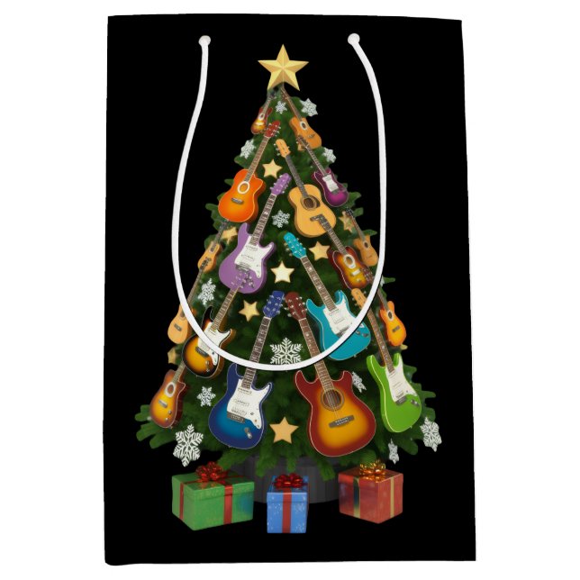 Sac Cadeau Moyen Guitar Christmas Tree Theater Musical Lover Merry  (Devant)