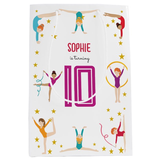 Sac Cadeau Moyen Gymnastique et acrobatie sport fille anniversaire (Devant)