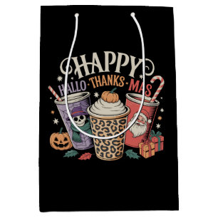 Sac Cadeau Moyen Hallothanksmas Halloween Thanksgiving Christmas