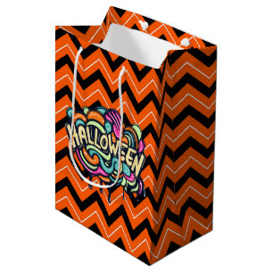 Sac Cadeau Moyen Halloween Chevron