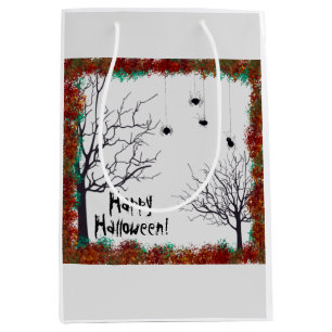 Sac Cadeau Moyen Halloween Feuilles D'Automne Arbres Gnaires Araign