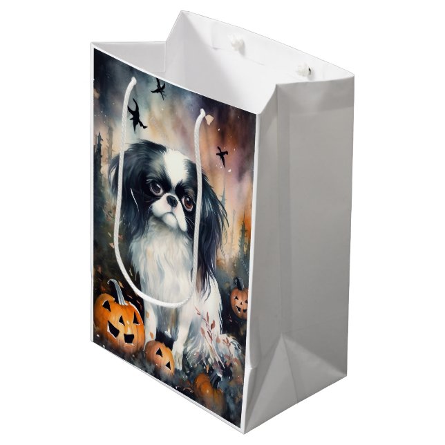 Sac Cadeau Moyen Halloween japonais chinois avec la peur Citrouille (Devant Angle)