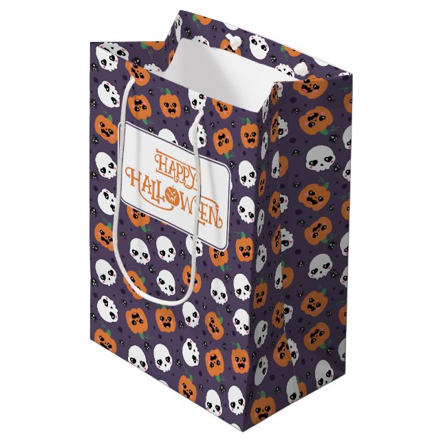 Sac Cadeau Moyen Halloween Kawaii Motif (Devant Angle)