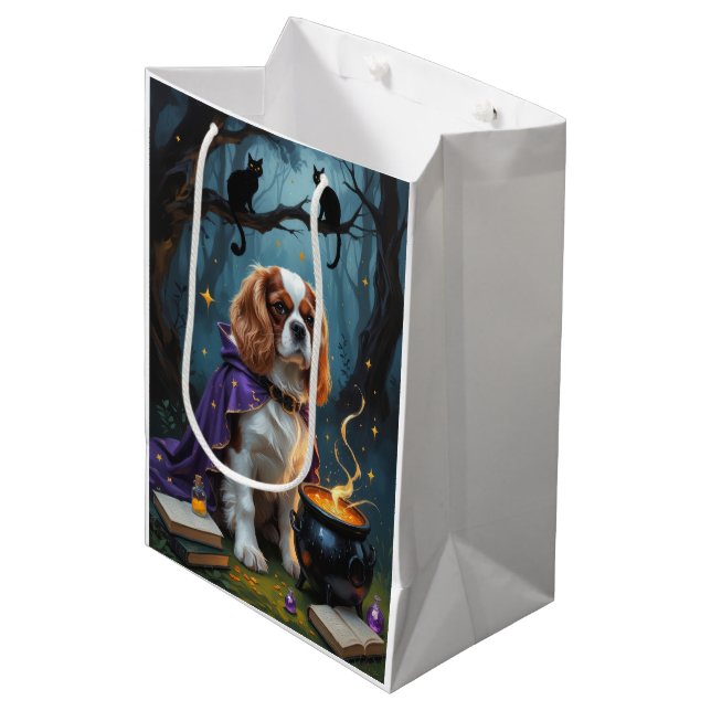 Sac Cadeau Moyen Halloween lunique Cavalier King Charles Spaniel (Devant Angle)
