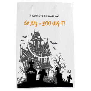 Sac cadeau moyen : HALLOWEEN Maison (blanc)