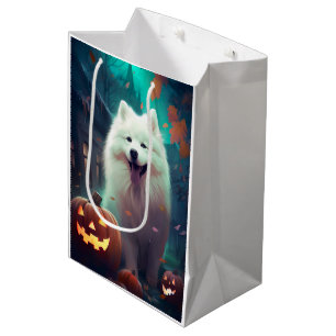 Sac Cadeau Moyen Halloween Samoyé Avec Peur Citrouille