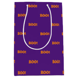 Sac Cadeau Moyen Halloween Scary Boo! yeux gâteries orange violet