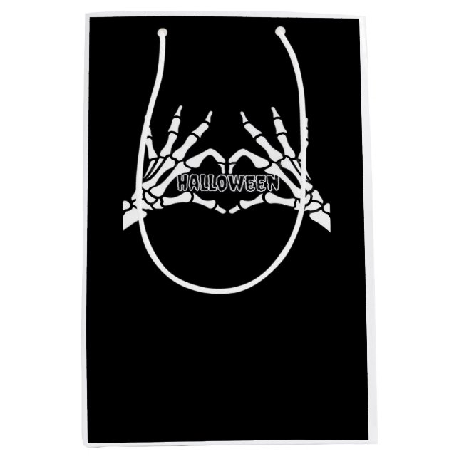 Sac Cadeau Moyen Halloween - Skeleton Hands Heart (Devant)