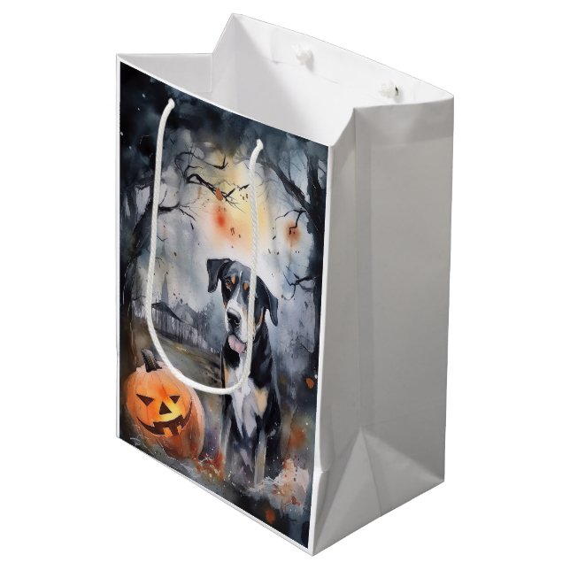 Sac Cadeau Moyen Halloween Suisses du Grand Suisses avec la peur Ci (Devant Angle)