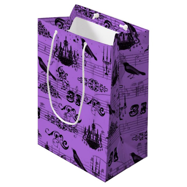 Sac Cadeau Moyen Halloween violet vintage (Devant Angle)