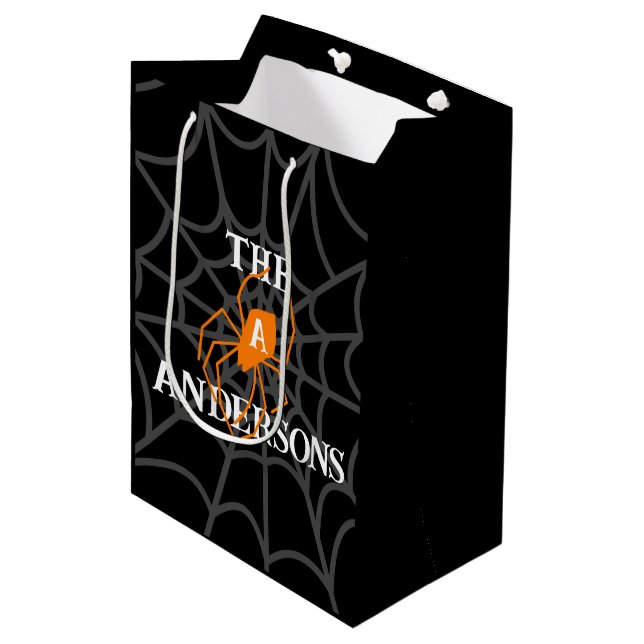 Sac Cadeau Moyen Halloween Web Spider personnalisé (Devant Angle)