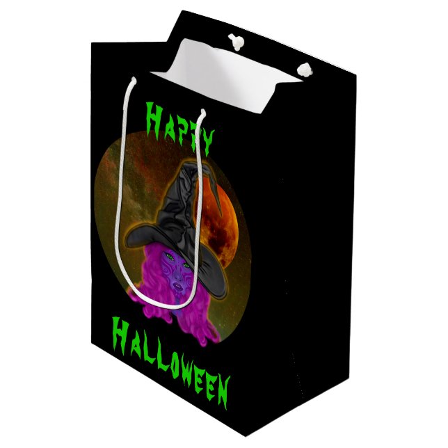 Sac Cadeau Moyen Halloween Witch Party (Devant Angle)