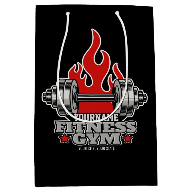 Sac Cadeau Moyen Haltères de musculation personnalisés Fitness Gym (Devant)