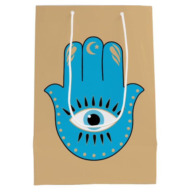 Sac Cadeau Moyen Hamsa main Grec mal Oeil bleu (Dos)