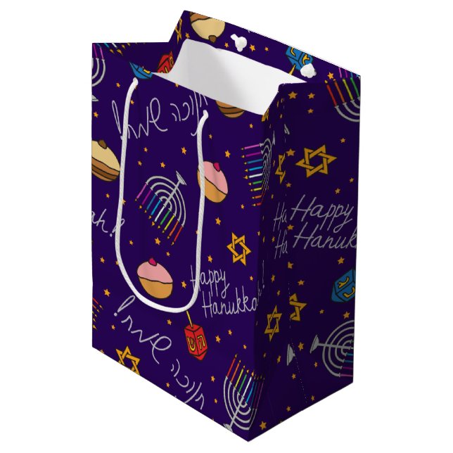 Sac Cadeau Moyen Hanukkah Amusant   (Devant Angle)